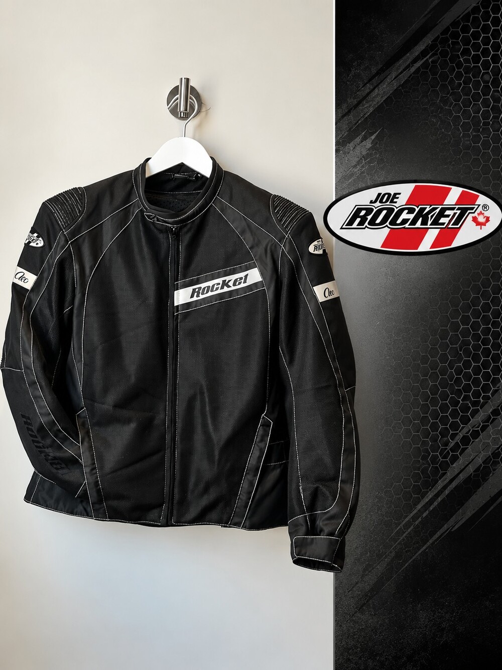 Joe Rocket Canada Motorcycle Jacket M Black Mesh Armoured Reflective Riding